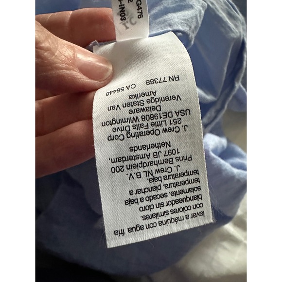 J. Crew 100% Linen Daydream Smocked Puff Sleeve Midi‎ Dress French Blue Large - Picture 9 of 11